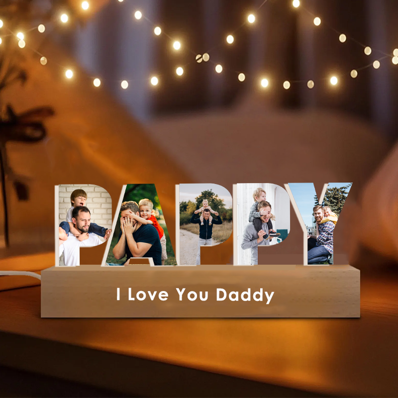 Personalized Photo Collage Night Light Custom Text Photo Led Lamp Fathers Day Gifts for Grandpa