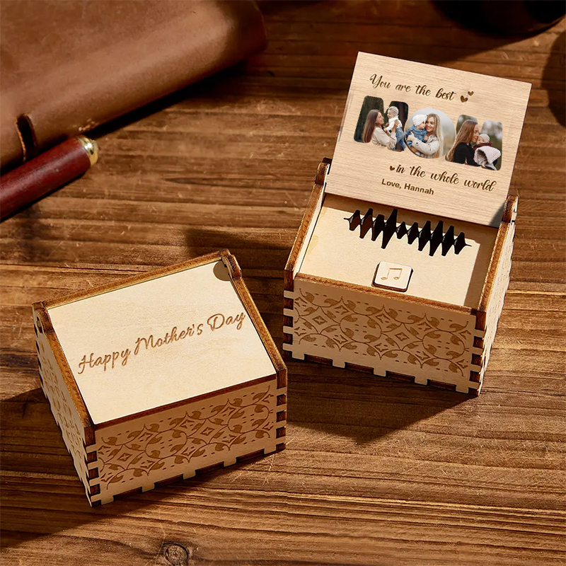 Personalized Whole Song Wooden Photo Music Box Custom Best Mom Music Box Gift for Mother