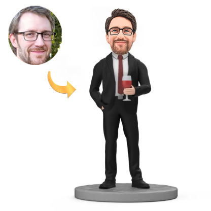 Handcraft Boss Love Drinking Wine Custom Bobbleheads from Your Photo