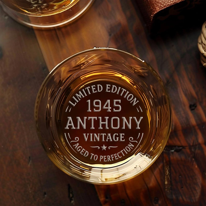 Custom 80th Birthday Whiskey Glass Personalized Aged to Perfection Rock Glass Gift for Him Dad Grandpa Vintage Engraved Birthday Keepsake