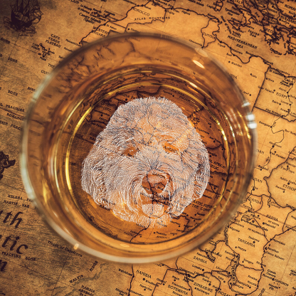 Personalized Photo Whiskey Glass Your Text or Logo Custom Message for Whiskey Lovers Bottom Engraved