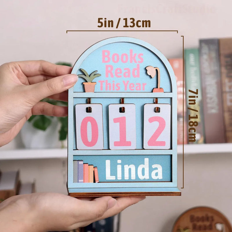 Personalized Books Read This Year Counter Mini Plaque with Flat Base Book Lovers Gift Bookshelf Decor Gift for Readers
