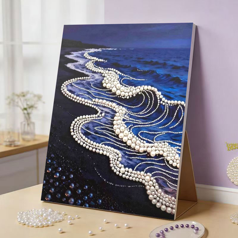 DIY Pink Castle Pearl Painting Kit - Handmade Crystal Diamond Art with Frame Beginner-Friendly Wall Decor Gift for Friends