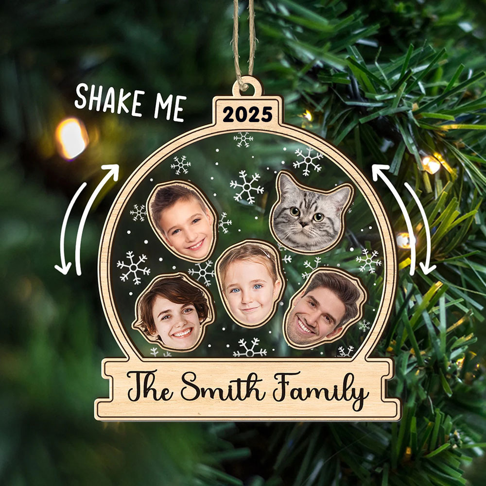 Personalized Family Face Photo 4D Shaker Ornament Santa Christmas Tree Keepsake Gift 2025