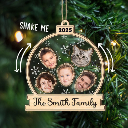 Personalized Family Face Photo 4D Shaker Ornament Santa Christmas Tree Keepsake Gift 2025