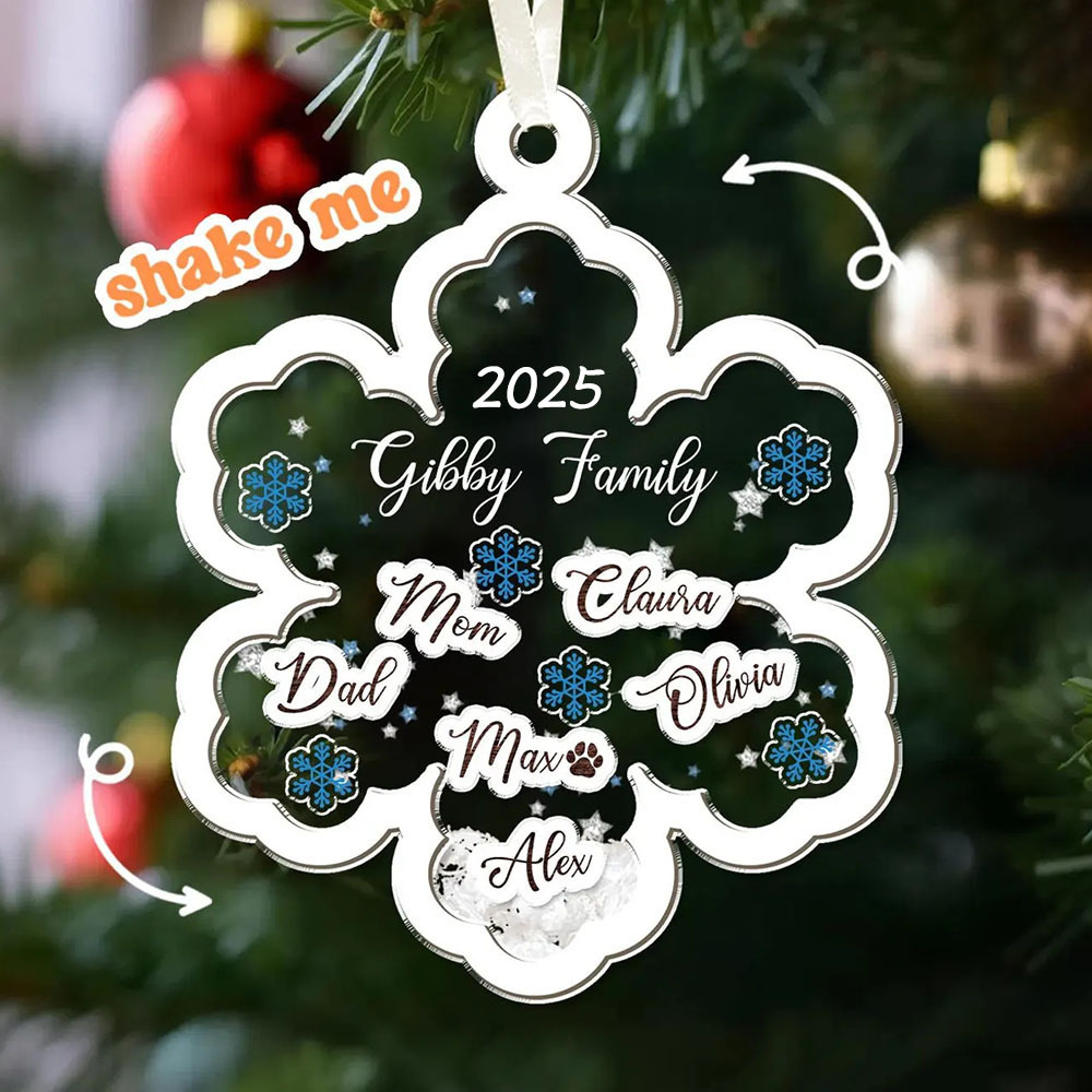 Personalized Family Name 4D Shake Snowflake Family Ornament Christmas Tree Hangings Family Gifts
