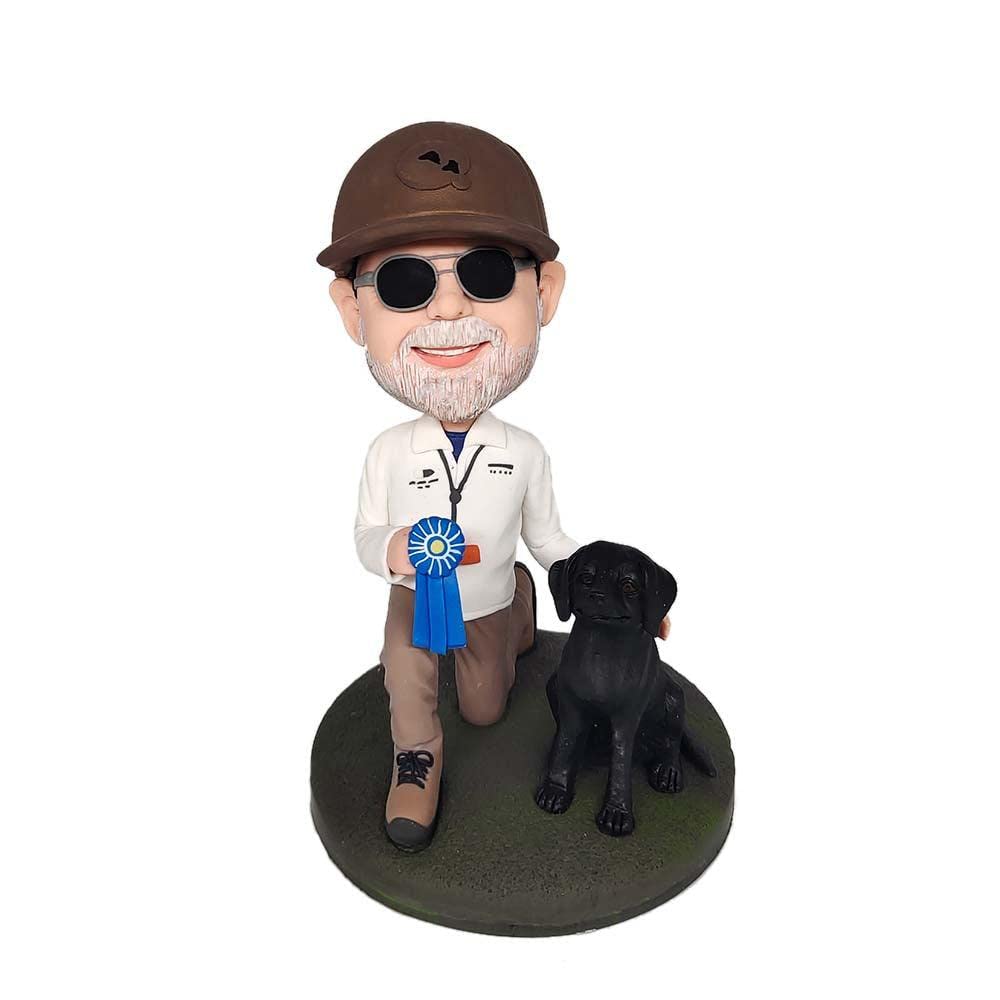 Man And Pet Bobblehead Custom Fully Bobblehead with Engraved Text