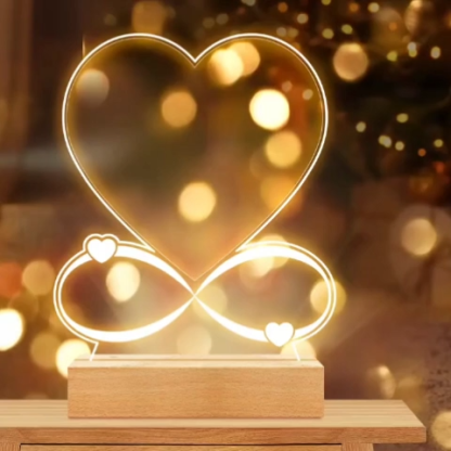 Personalized Heart Shaped LED Photo Lamp Infinity Love Night Light with Names Romantic Gift for Couples