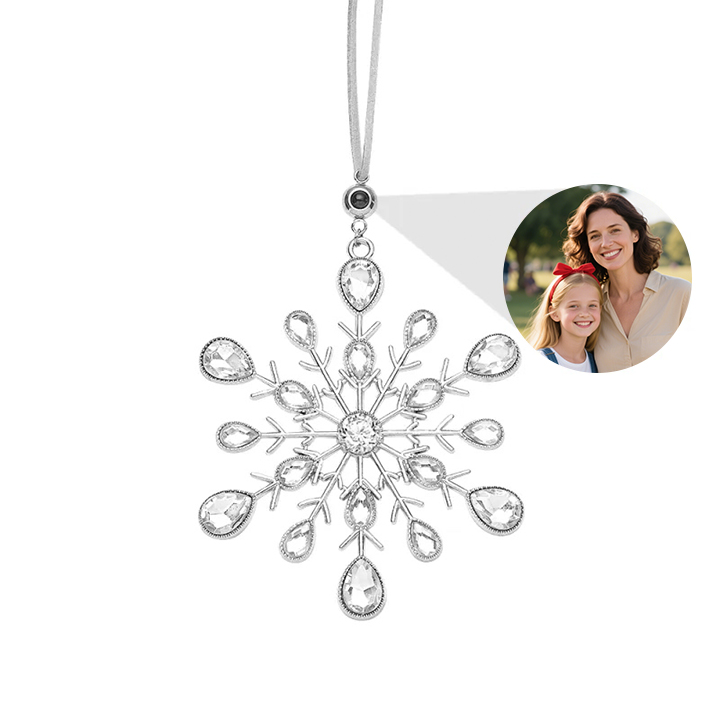 Personalized Photo Projection Snowflake Ornaments with Picture Inside 