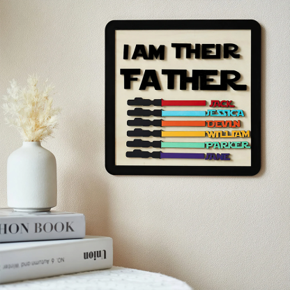 Personalized Wooden Family Sign Custom Kids Name I Am Their Father Wooden Sign Frame Fathers Day Gifts