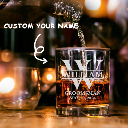 Custom Whiskey Glasses Groomsmen Engraved Bourbon Glasses Best Man Gift Wedding Shot Glasses