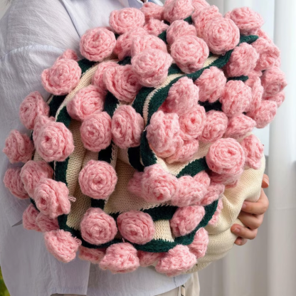 Handmade Finished Crochet Flower Blanket Bouquet Rose Knitted Bouquet Ready Made Throw Christmas Gift