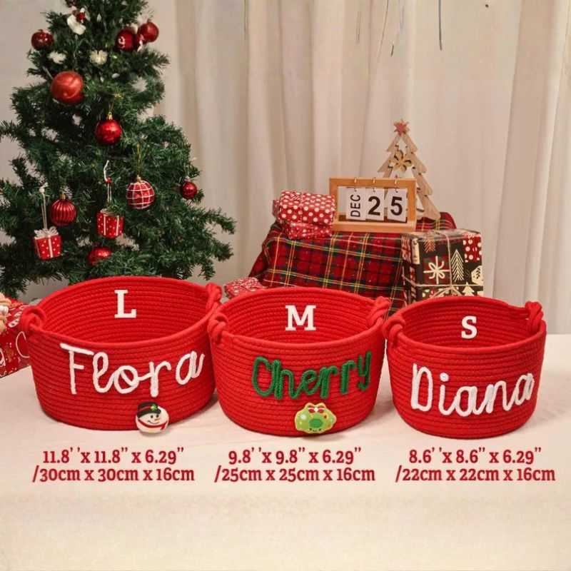 Personalized Baby Name Shower Gift Basket Christmas Gift Basket Kids Christmas Eve Basket Storage Basket Gift for Baby