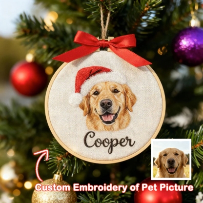 Custom Pet Portrait 3D Embroidered Ornament Personalized Dog&Cat Embroidery Ornament with Name Pet Memorial Gift Keepsake Gift Christmas Tree Decor