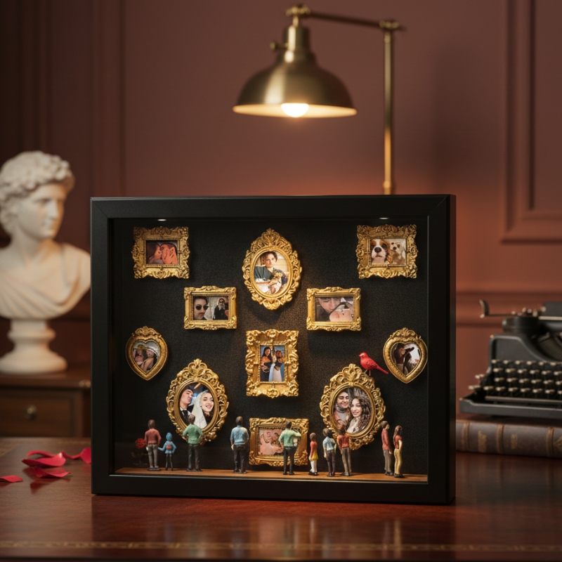 Museum of Us Frame Custom Miniature Retro Photo Frame Gallery Wooden Light Frame DIY Gift for Couple Valentine's Day Gifts