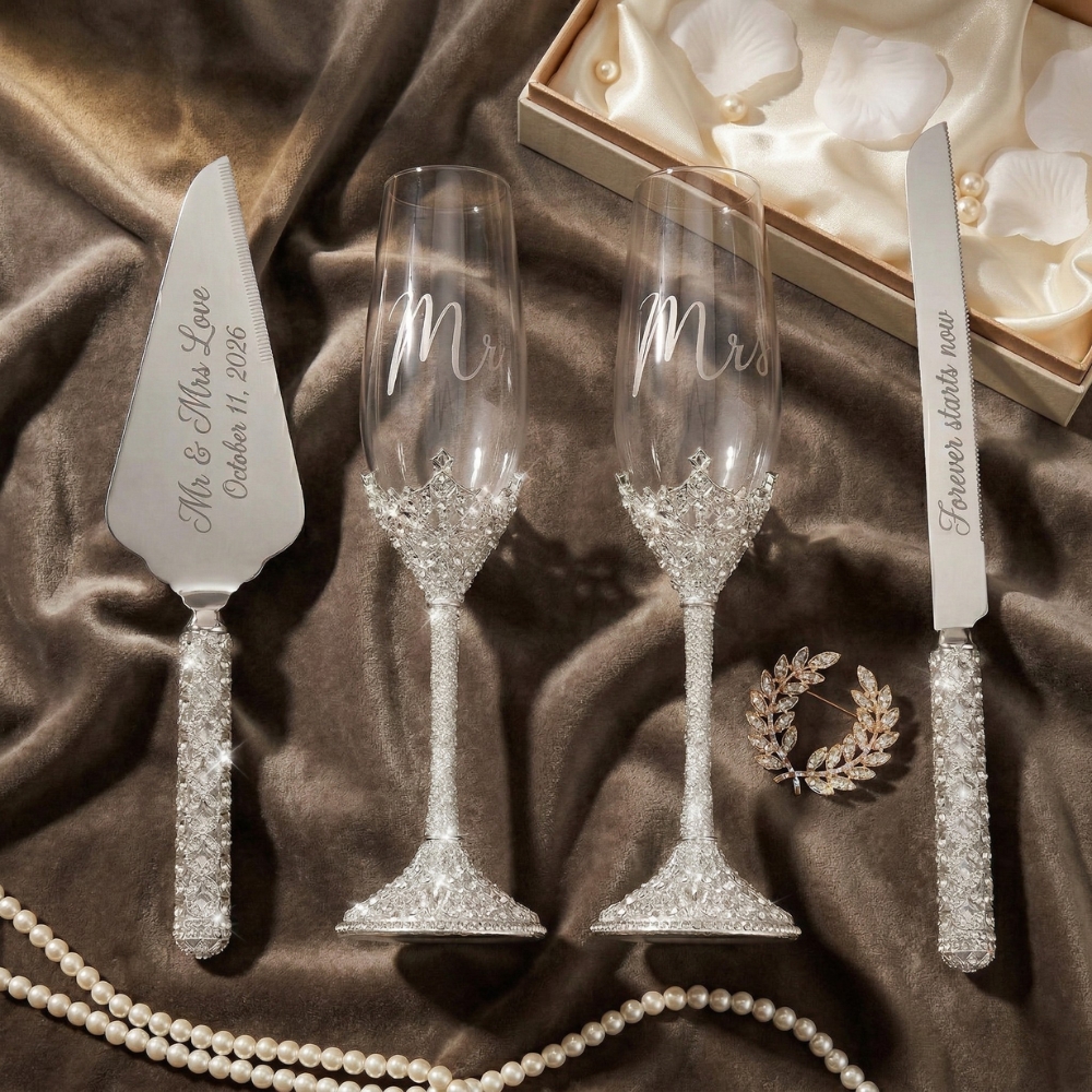 Personalized Wedding Champagne Flutes Custom Champagne Flutes for Wedding Party Wedding Gift for Couple