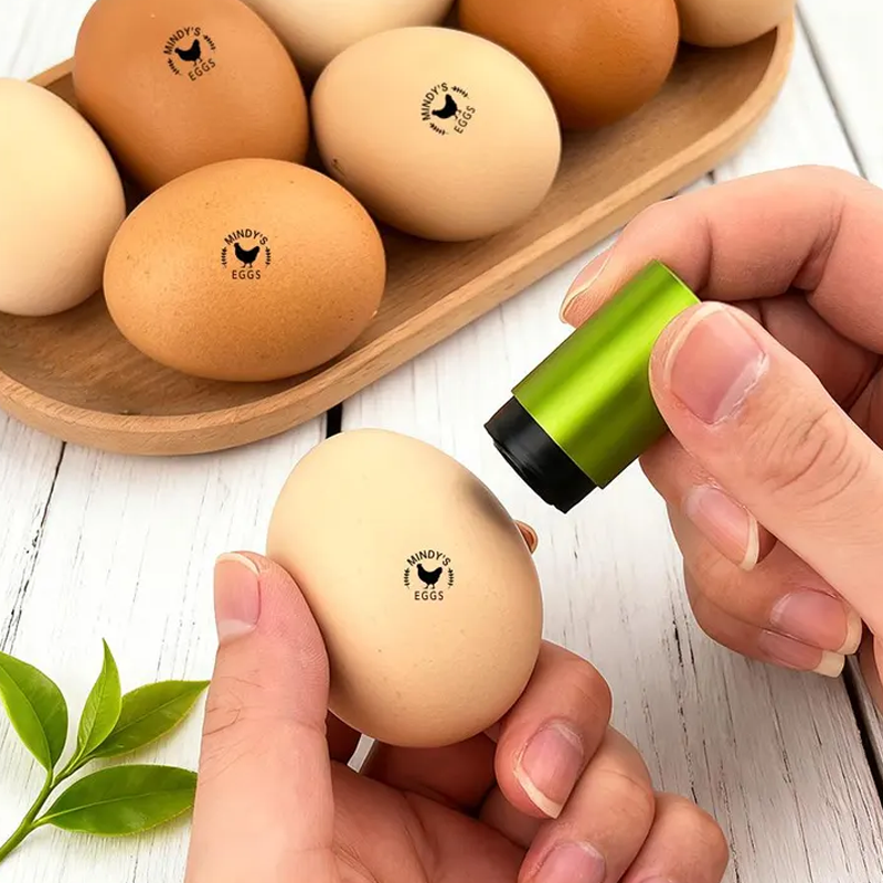 Personalized Egg Stamp Custom Multiple Sizes Chicken Silhouette Hens Egg Safe Label Text with Food-Grade Ink Gifts for Chicken Lovers and Owners