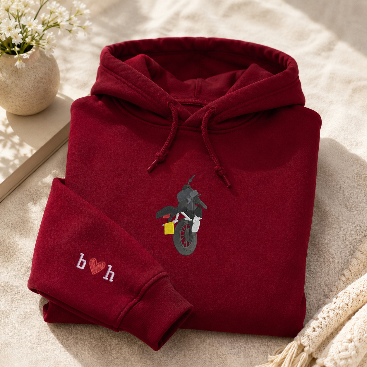 Personalized Motorcycle Photo Hoodie Custom Embroidered Car Sweatshirt Car Lovers Gift for Dad