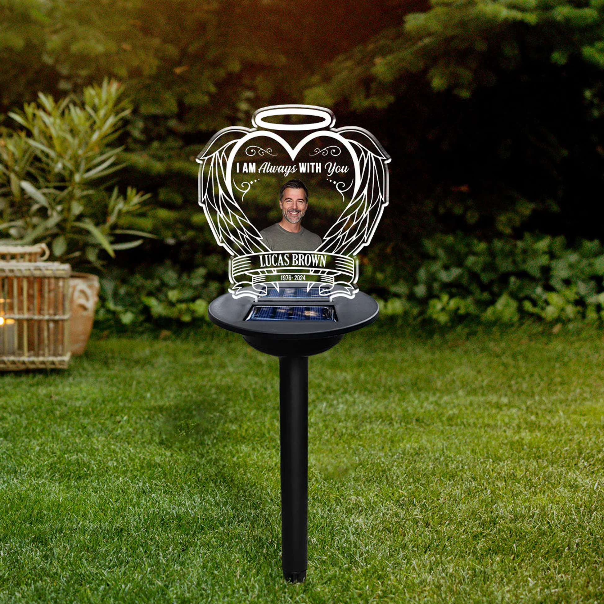 Personalized Memorial Solar Garden Light Memorial Gift for Loss of Family Custom Always On Our Minds Light Up Remembrance Stake