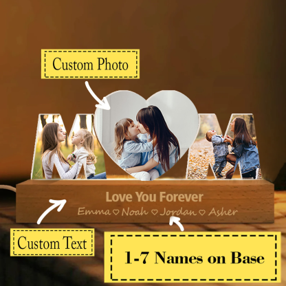 Custom Mom Photo Collage Night Light Personalized Text and Name LED Lamp Mother's Day Gift