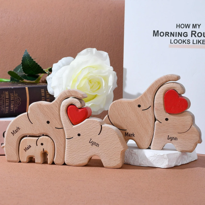 Personalized Wooden Bear Family Name Puzzle Engraved Wooden Custome Animal Family Gift for Parents & Kids