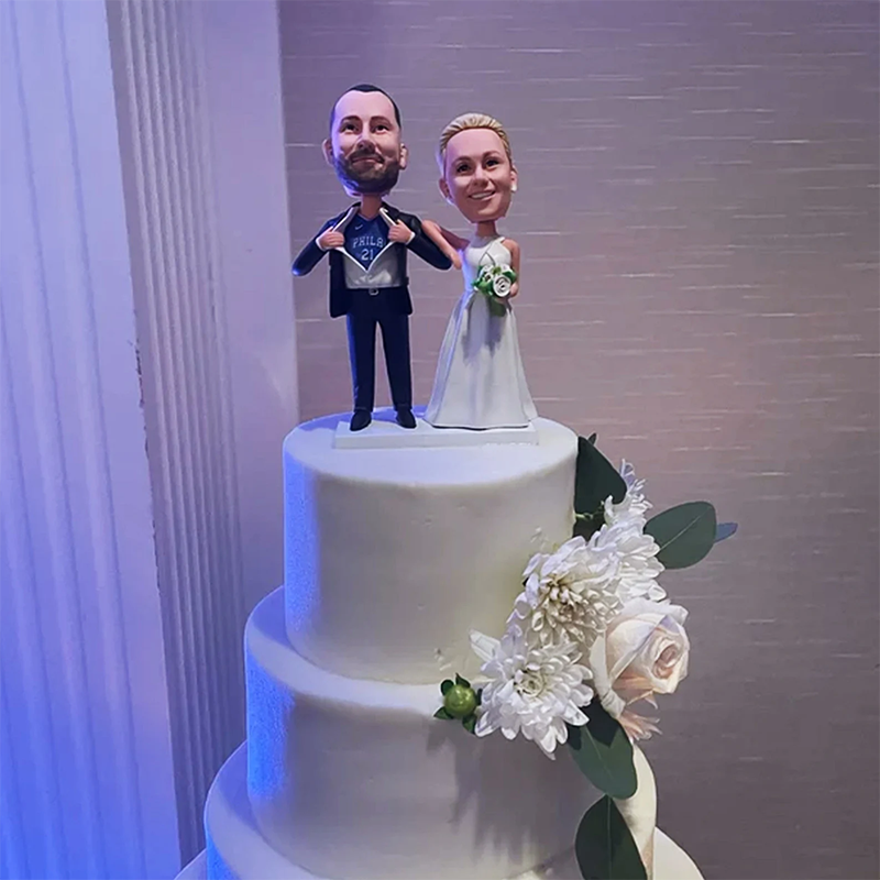 Custom Bobbleheads Wedding Couple Custom Bobblehead with Engraved Text
