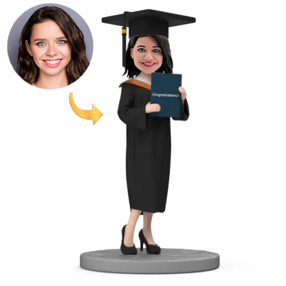 Handcraft Female Graduates in Black Uniform Custom Bobbleheads