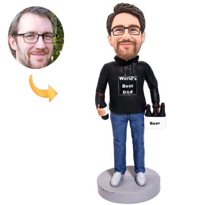 Handmade Custom Bobbleheads World's Best Dad with Beer
