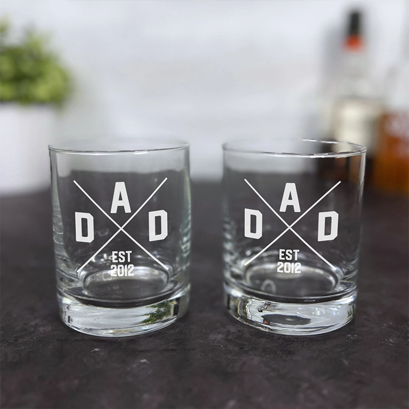 Custom Dad Whiskey Glass Personalized Fathers Day Gift Established Date Glass Bourbon Glass Whiskey New Dad Gift