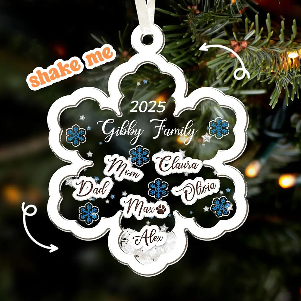 Personalized Family Name 4D Shake Snowflake Family Ornament Christmas Tree Hangings Family Gifts