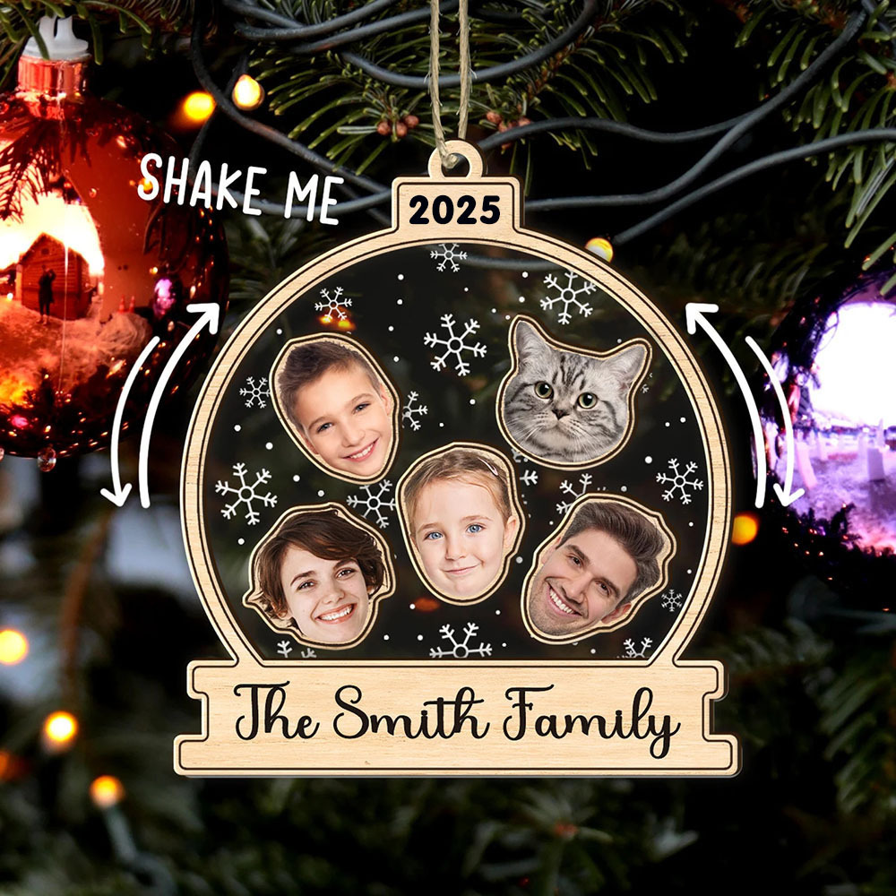 Personalized Family Face Photo 4D Shaker Ornament Santa Christmas Tree Keepsake Gift 2025