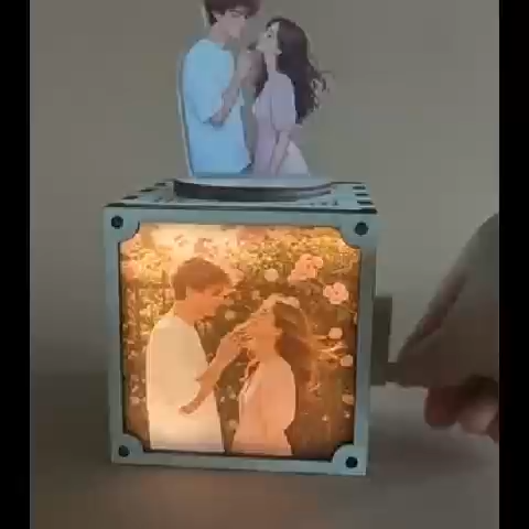 Custom Music Box with Custom Song and Picture Wooden Night Light Music Box for Couples Anniversary Gift