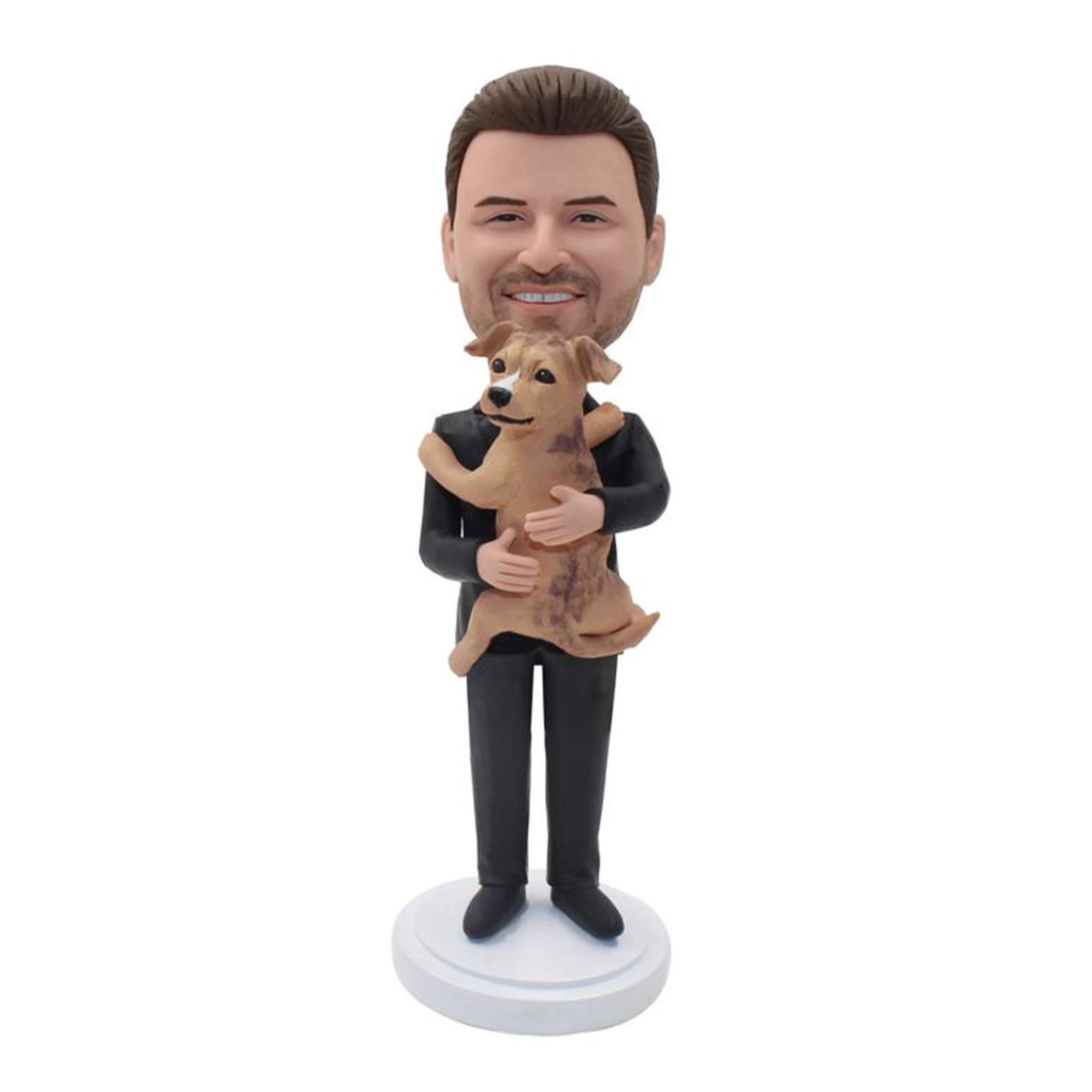 Man And Pet Bobblehead Custom Fully Bobblehead with Engraved Text
