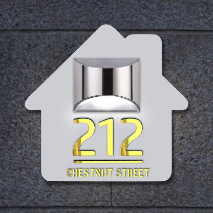 Personalized Door Address Plaque Solar Illuminated Waterproof Address House Signs Laser Cut Mirror Number Sign with LED Light House Warming Gifts