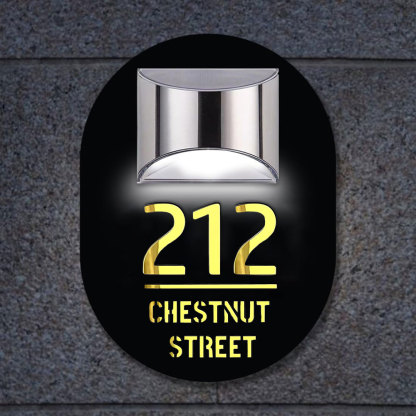 Personalized Door Address Plaque Solar Illuminated Waterproof Address House Signs Laser Cut Mirror Number Sign with LED Light House Warming Gifts