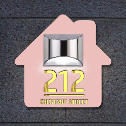 Personalized Door Address Plaque Solar Illuminated Waterproof Address House Signs Laser Cut Mirror Number Sign with LED Light House Warming Gifts