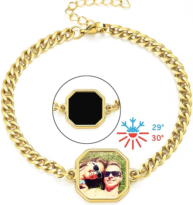 Personalized Heat-Activated Magic Bracelet Custom Thermochromic Photo Hidden Picture Memorial Gift Valentine's Gift