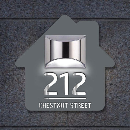 Personalized Door Address Plaque Solar Illuminated Waterproof Address House Signs Laser Cut Mirror Number Sign with LED Light House Warming Gifts