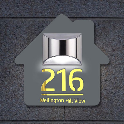 Personalized Door Address Plaque Solar Illuminated Waterproof Address House Signs Laser Cut Mirror Number Sign with LED Light House Warming Gifts