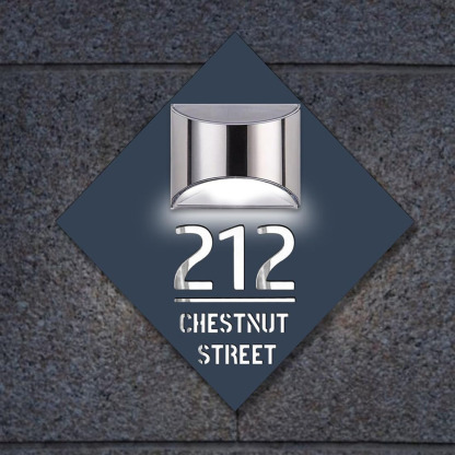 Personalized Door Address Plaque Solar Illuminated Waterproof Address House Signs Laser Cut Mirror Number Sign with LED Light House Warming Gifts