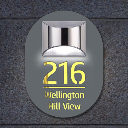 Personalized Door Address Plaque Solar Illuminated Waterproof Address House Signs Laser Cut Mirror Number Sign with LED Light House Warming Gifts