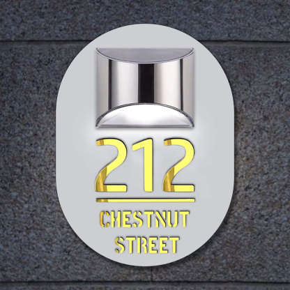 Personalized Door Address Plaque Solar Illuminated Waterproof Address House Signs Laser Cut Mirror Number Sign with LED Light House Warming Gifts