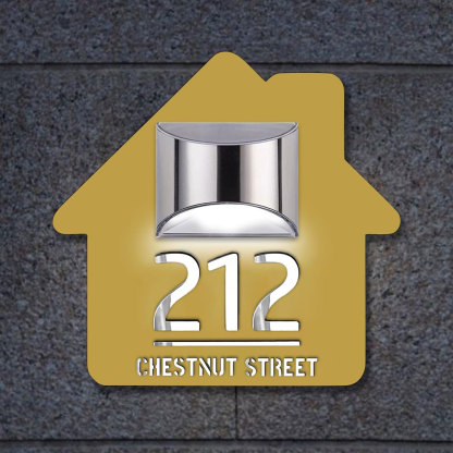 Personalized Door Address Plaque Solar Illuminated Waterproof Address House Signs Laser Cut Mirror Number Sign with LED Light House Warming Gifts