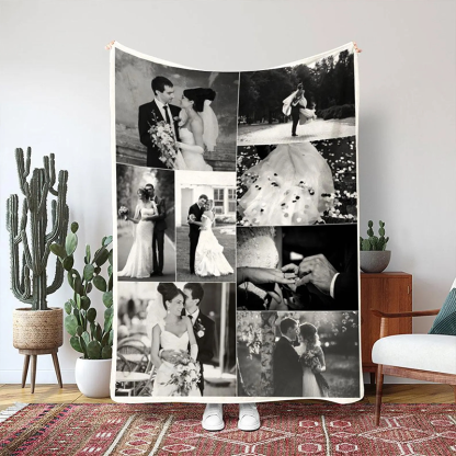 Personalized Collage Photo Blanket Custom Pictures and Text Throw Blanket Anniversary Gifts for Her