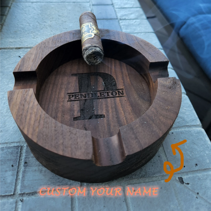 Personalized Cigar Ashtray Walnut Wood Cigar Ash Tray Gift for Men Personalized Wedding Gift