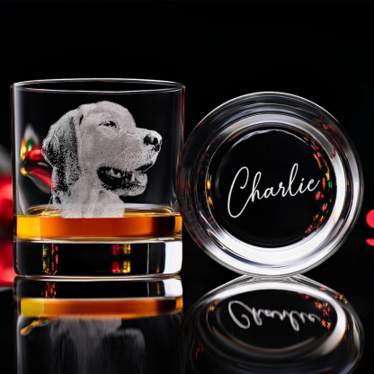Custom Etched Whiskey Glasses Engrave Your Pet Photo and Handwriting Message Gift for Dog Lovers