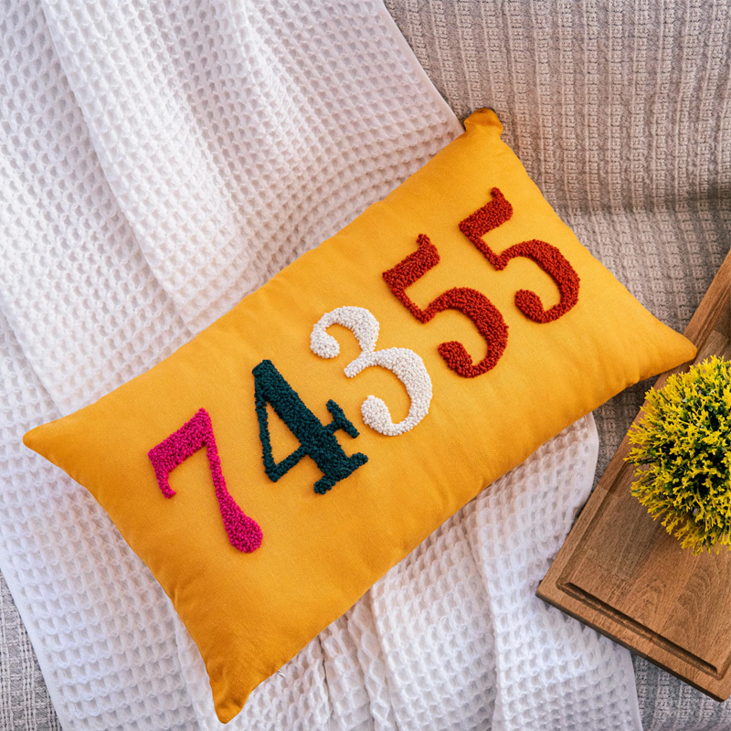 Handcraft Custom Embroidered Name Pillow with Punch Needle Newborn Baby Name Pillowcase Dorm Pillow with Name Dorm Gifts