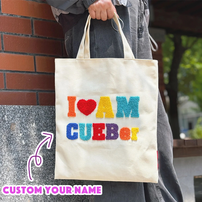 Personalized Name Punch Needle Handbags Custom Embroidered Letter Bag Punch Needle Embroidered Tufted Tote Bag Back to School Gift