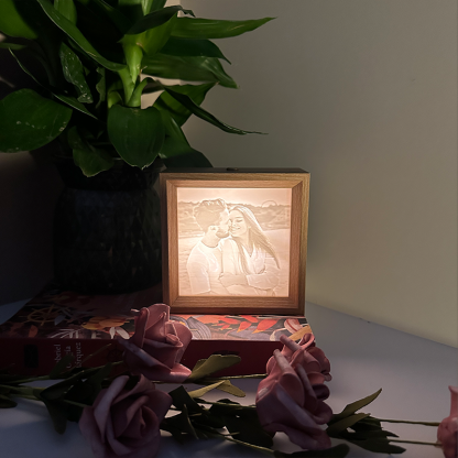 Custom 3D Printed Lithophane Photo Frame Lamp Personalized 3D Embossed Picture Night Light Unique Memorial Gift