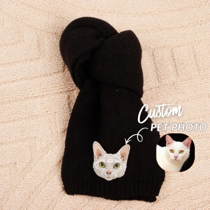 Personalized Pet Face and Name Scarf Custom Embroidered Pet Portrait Scarf Christmas Gift for Dog Mom/Dad